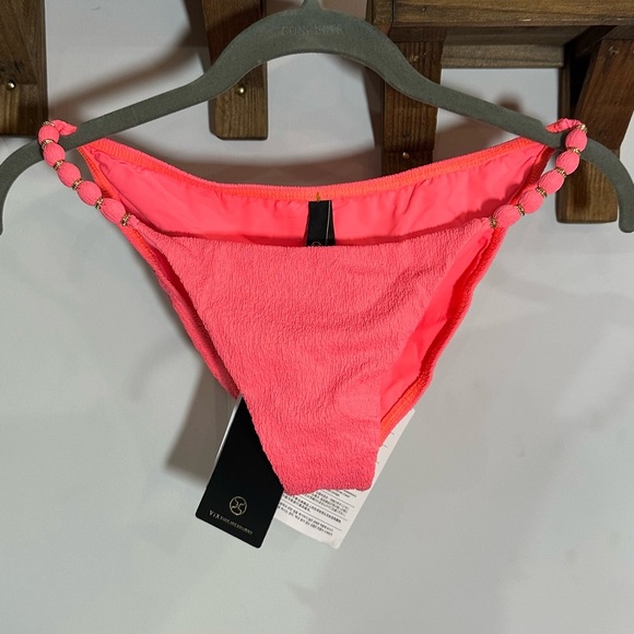 NWT Vix Firenze Beads Bikini Bottom Full Coverage 24k Gold Plated Neon Large - Picture 1 of 10